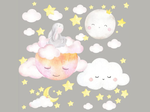 greenluup Hase mit Mond und Wolken und Sternen
