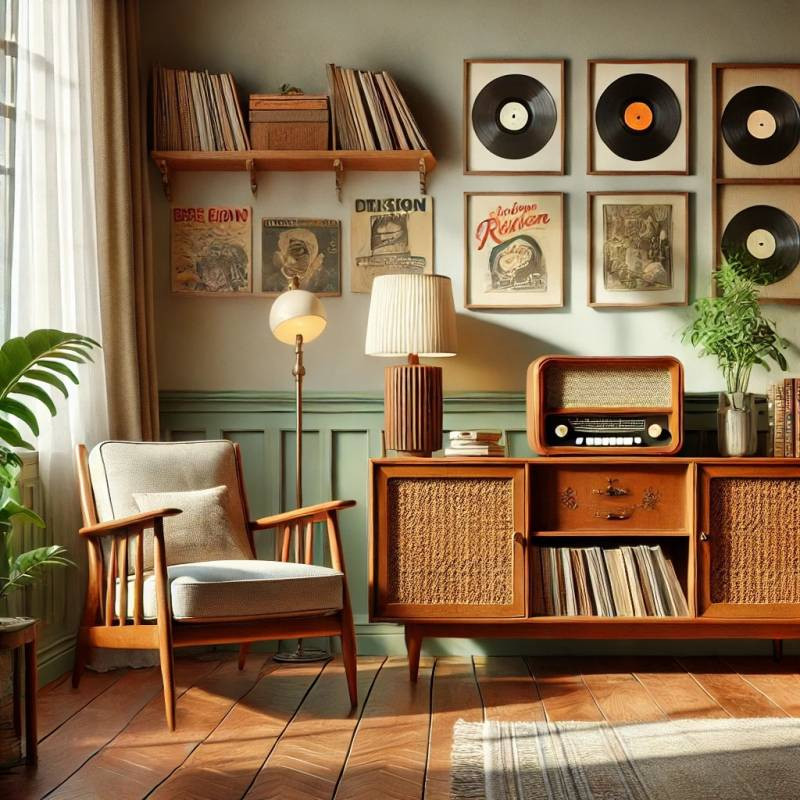 Retro Wohnzimmer mit Vintage-Möbeln
