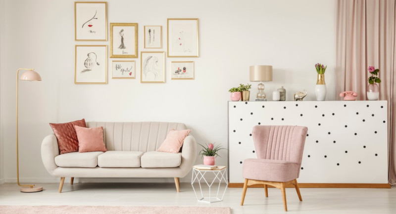 Aesthetic Zimmer einrichten – Wohnzimmer im Soft Girl-Stil.