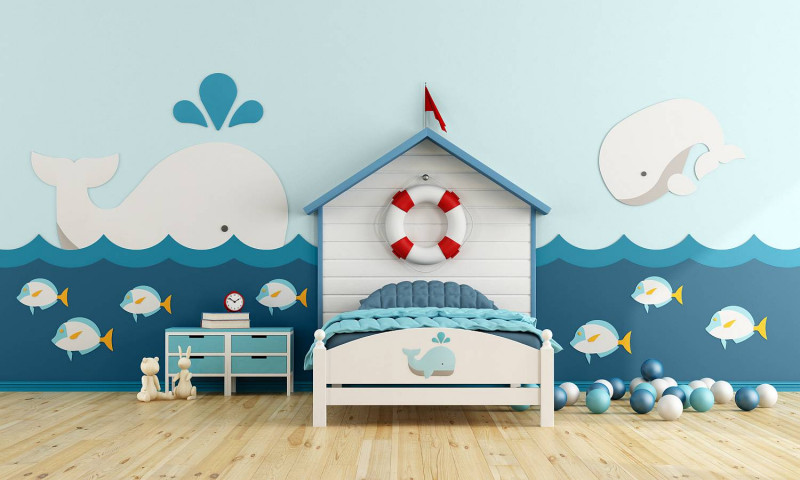 Kinderzimmer in den Farben der Entdecker-der-Meere-Kollektion