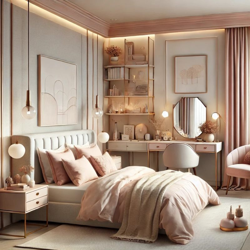 Schlafzimmer rosa beige in Soft Girl Aesthetic