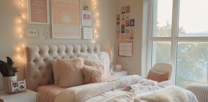 Aesthetic Zimmer – Schlafzimmer mit Lichterkette.