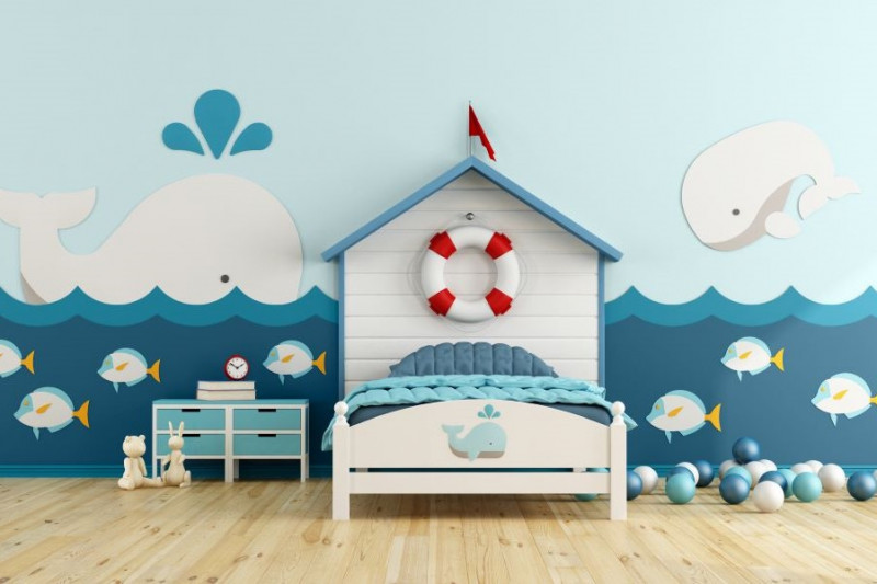 Maritimes Kinderzimmer in den Farben Walgesang, Wellenspiel und Eisblume