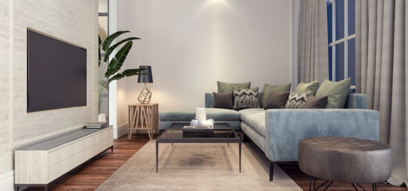 Wohnzimmer minimalistisch – Wohnzimmer mit einer aufgeräumten, klaren Linie.