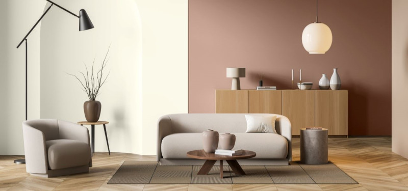 Minimalistische Wohnung – Beispielbild eines minimalistisch eingerichteten Wohnzimmers. 