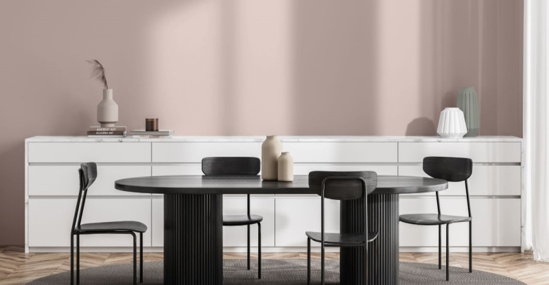 Minimalistisch wohnen – Esszimmer im minimalistischen Wohnstil. 