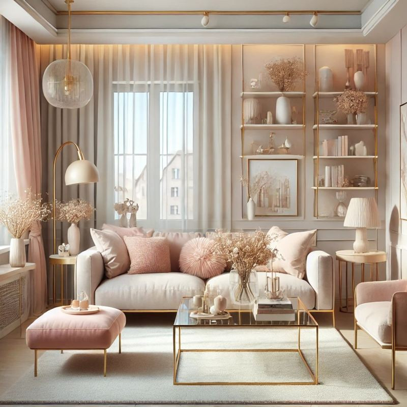 rosa Wohnzimmer feminin in Soft Girl Aesthetic