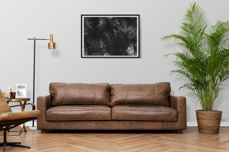 Industrial Style Wohnzimmer – Wohnzimmer mit Ledercouch.